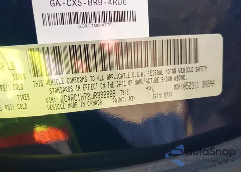 2018 Chrysler Pacifica Hybrid Touring Plus z USA, uszkodzony, nr VIN 2C4RC1H72JR332969